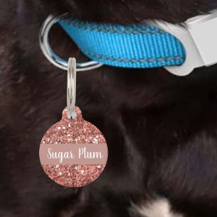 Hübscher Glitzer Glam Pet Hund Katze Lost Id Rose  Haustiermarke