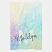 Hübscher Glitzer Holographic Iridescent Girl Geschirrtuch (Vertikal)