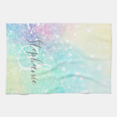 Hübscher Glitzer Holographic Iridescent Girl Geschirrtuch (Horizontal)