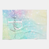 Hübscher Glitzer Holographic Iridescent Girl Geschirrtuch (Horizontal)