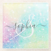 Hübscher Glitzer Holographic Iridescent Girl Glasuntersetzer (Vorderseite)