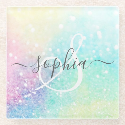 Hübscher Glitzer Holographic Iridescent Girl Glasuntersetzer (Vorderseite)