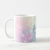 Hübscher Glitzer Holographic Iridescent Girl Kaffeetasse (Links)