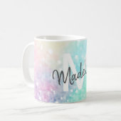 Hübscher Glitzer Holographic Iridescent Girl Kaffeetasse (Vorderseite Links)