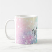 Hübscher Glitzer Holographic Iridescent Girl Kaffeetasse (Links)
