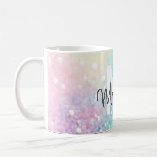Hübscher Glitzer Holographic Iridescent Girl Kaffeetasse (Links)