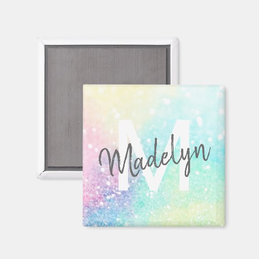 Hübscher Glitzer Holographic Iridescent Girl Magnet (Vorderseite/Rückseite)