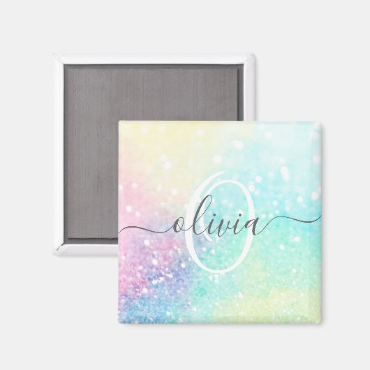 Hübscher Glitzer Holographic Iridescent Girl Magnet (Vorderseite/Rückseite)