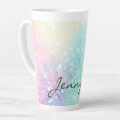 Hübscher Glitzer Holographic Iridescent Girl Milchtasse (Linke Ecke)