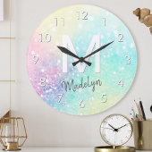 Hübscher Glitzer Holographic Iridescent Girl Runde Wanduhr