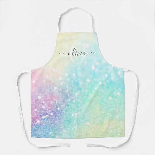 Hübscher Glitzer Holographic Iridescent Girl Schürze (Vorderseite)