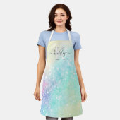 Hübscher Glitzer Holographic Iridescent Girl Schürze (Getragen)
