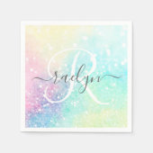 Hübscher Glitzer Holographic Iridescent Girl Serviette (Vorderseite)