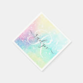 Hübscher Glitzer Holographic Iridescent Girl Serviette (Ecke)