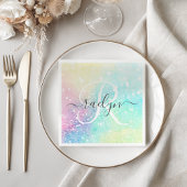 Hübscher Glitzer Holographic Iridescent Girl Serviette