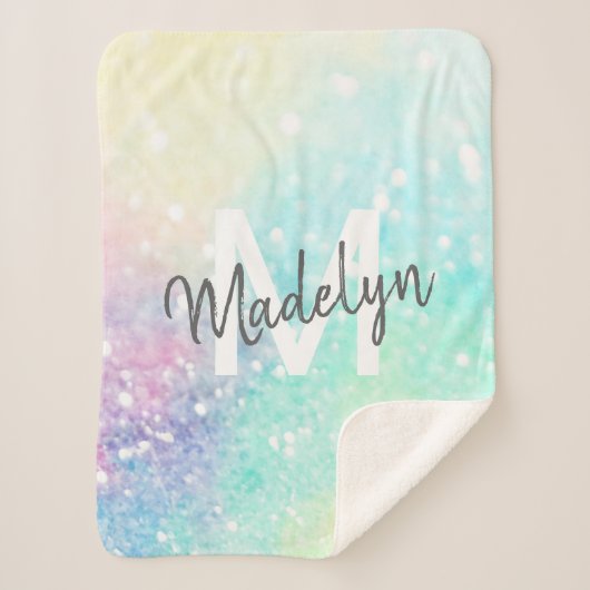 Hübscher Glitzer Holographic Iridescent Girl Sherpadecke (Vorderseite)