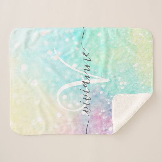 Hübscher Glitzer Holographic Iridescent Girl Sherpadecke (Vorderseite (Horizontal))