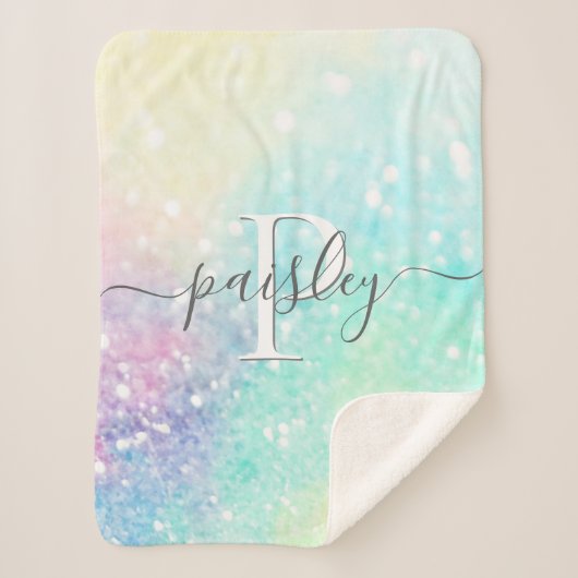 Hübscher Glitzer Holographic Iridescent Girl Sherpadecke (Vorderseite)