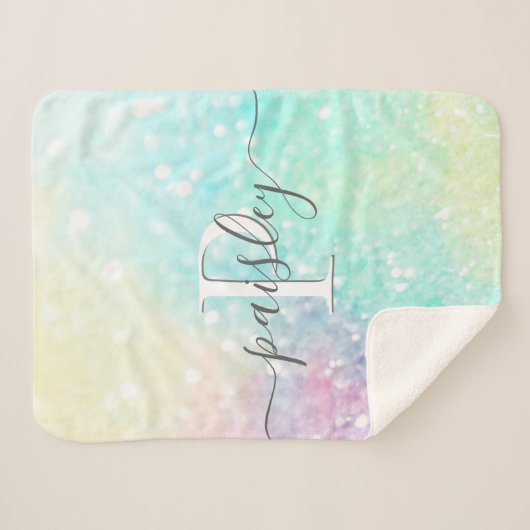 Hübscher Glitzer Holographic Iridescent Girl Sherpadecke (Vorderseite (Horizontal))