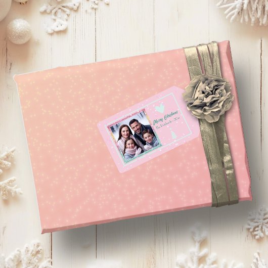 Hübscher Glitzer Rosa Weihnachtsgeschenk Tag Geschenkanhänger