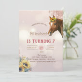 Hübscher Glitzer Tropfen Sonnenblumen Geburtstag Einladung (Stehend Vorderseite)