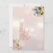 Hübscher Glitzer Tropfen Sonnenblumen Geburtstag Einladung (Rückseite)