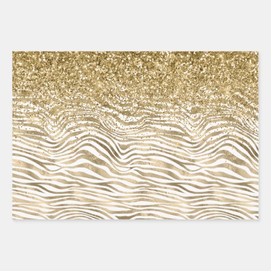 Hübscher Glitzer Zebra Print Sparkon Geschenkpapier Set (Vorderseite 3)
