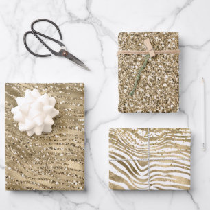 Hübscher Glitzer Zebra Print Sparkon Geschenkpapier Set