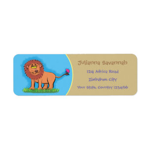 Hübscher, glücklicher Löwe mit Schmetterling-Carto