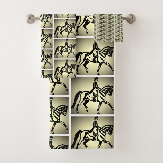 Hübscher Gold Dressurreiter Badhandtuch Set (Insitu)