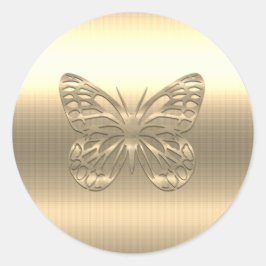 Hübscher Goldbutterflug Runder Aufkleber