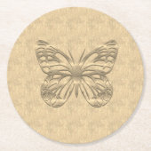 Hübscher Goldbutterflug Runder Pappuntersetzer (Vorderseite)