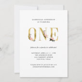 Hübscher Goldflorentext| Erste Geburtstagspartei Einladung (Vorderseite)