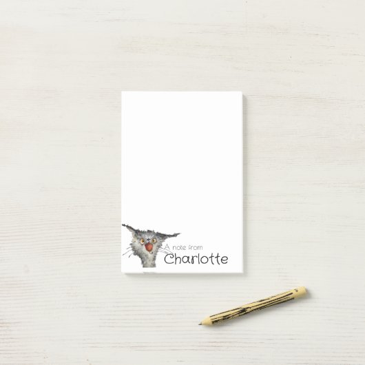 Hübscher Graue Cartoon Post-it Klebezettel (Auf Schreibtisch)