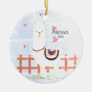 Hübscher grauer und rosa Alpak-Weihnachtsschmuck Keramik Ornament