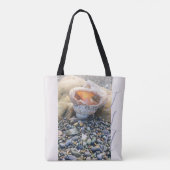 HÜBSCHER, grauweißer PEACH-MEER MUSCHEL STRANDSTRA Tasche (Rückseite)