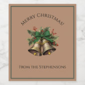 Hübscher Green Bow Weihnachtsglocken Individuelle Weinetikett (Einzelnes Label)