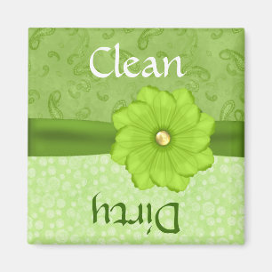 Hübscher grüner Blumenspülmaschinen-Magnet Magnet