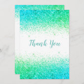 Hübscher grüner Glitzer Einfache Moderne Dankeschö Dankeskarte (Vorne/Hinten)