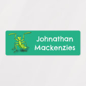 Hübscher grüner Gottesanbeter Cartoon personalisie Etiketten (Design 2)