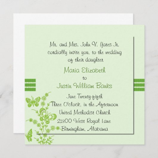 Hübscher Grüner Platz Einladung zur Hochzeit (Vorne/Hinten)