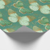 Hübscher Grüner Schmetterling Geschenkpapier (Ecke)