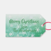 Hübscher grüner Schneeflocken Weihnachten Geschenkanhänger (Vorderseite (Horizontal))