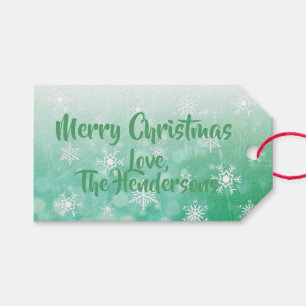 Hübscher grüner Schneeflocken Weihnachten Geschenkanhänger