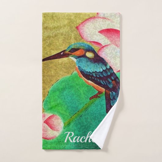 Hübscher Grüner Vogel und Blume Handtuch (Handtuch)