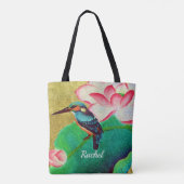 Hübscher Grüner Vogel und Blume Tasche (Rückseite)