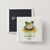 Hübscher grüner Wasserfarb-Laubfrosch, individuell Button (Vorne & Hinten)