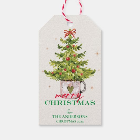 Hübscher Grüner Weihnachtsbaum in Pot Holiday Gefa Geschenkanhänger (Rückseite)