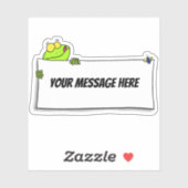 Hübscher Grünfrosch mit Schild Cartoon Aufkleber (Blatt)