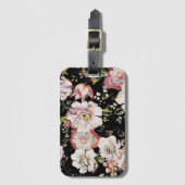 hübscher, gürteliger, rosafarbener schwarzer Blüte Gepäckanhänger (Vorderseite Vertikal)